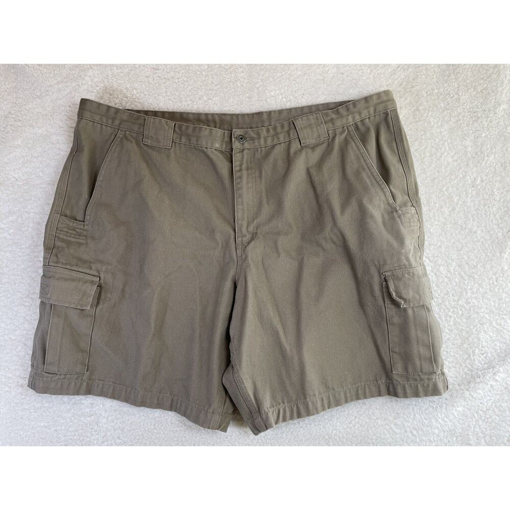 Duluth Trading Cargo Shorts Mens 46x9 Beige Canvas Duck Safari Hiking